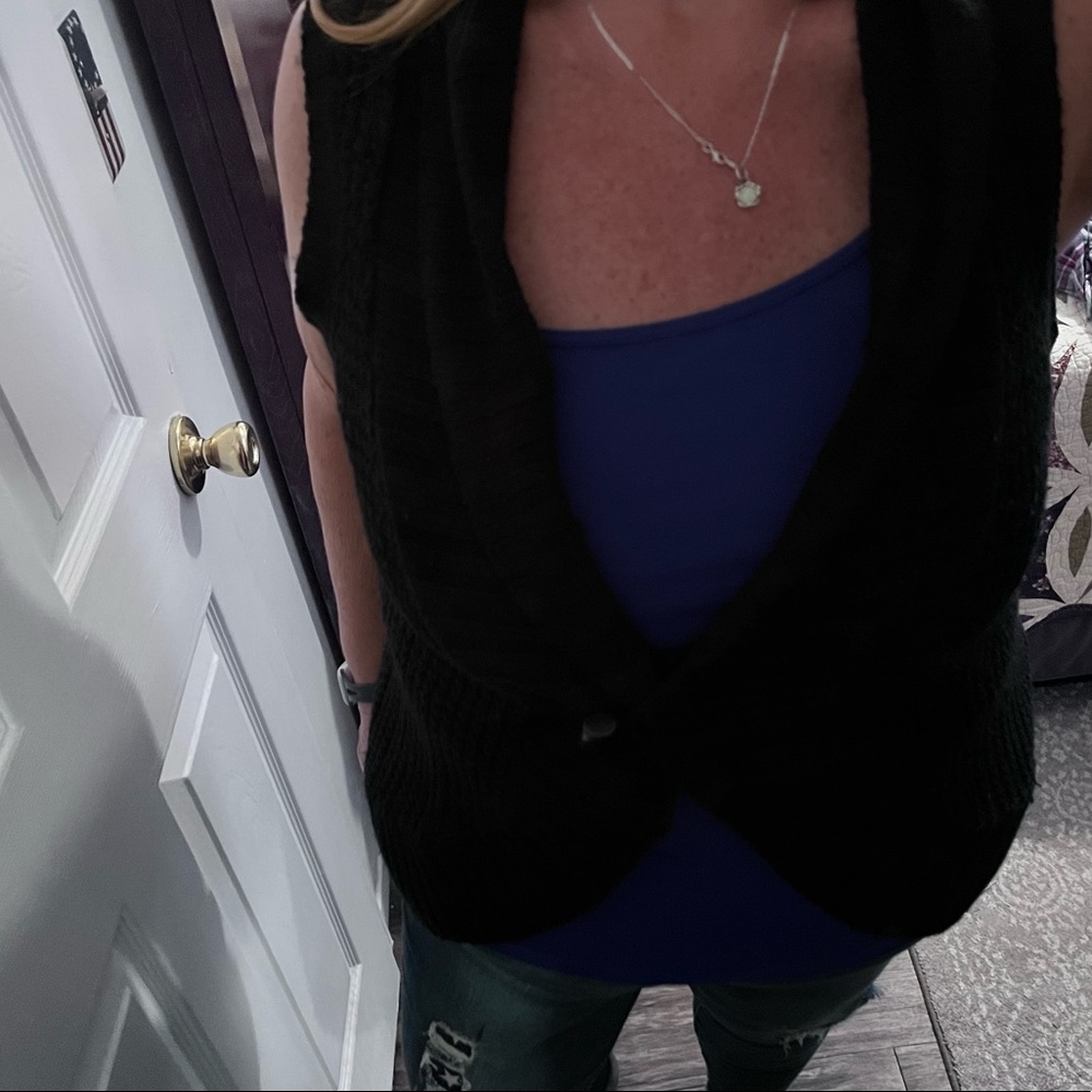 Extra Touch black cable knit sweater vest